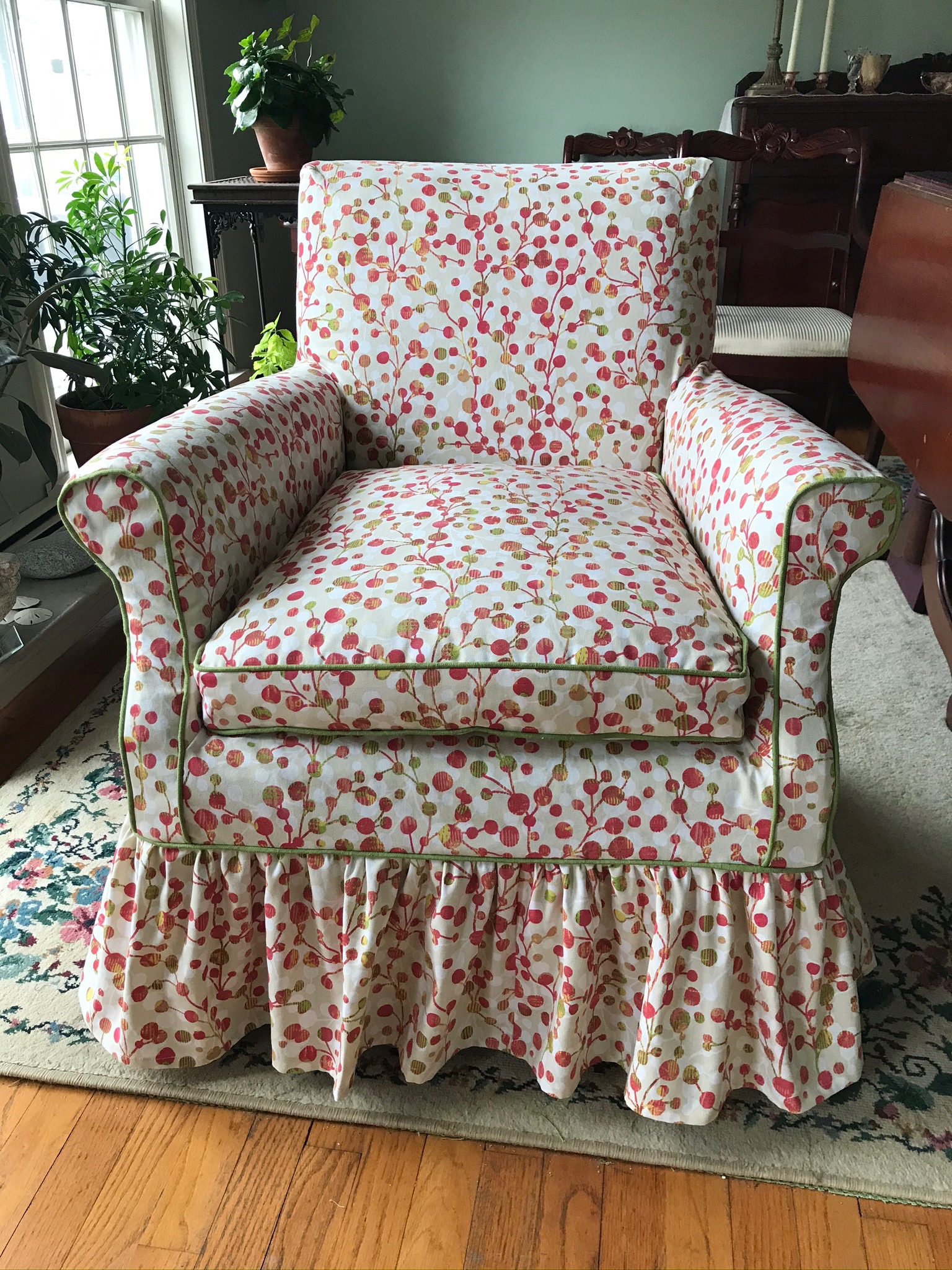Slipcovered Flowery Chair