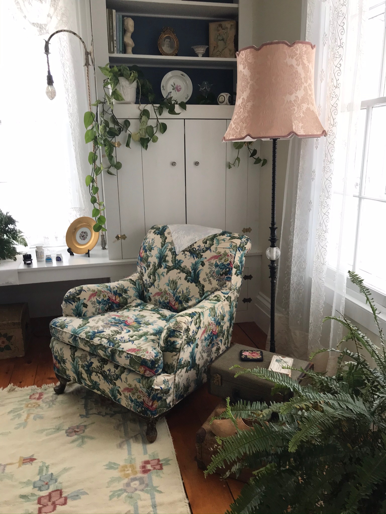 Slipcovered Flowery Chair