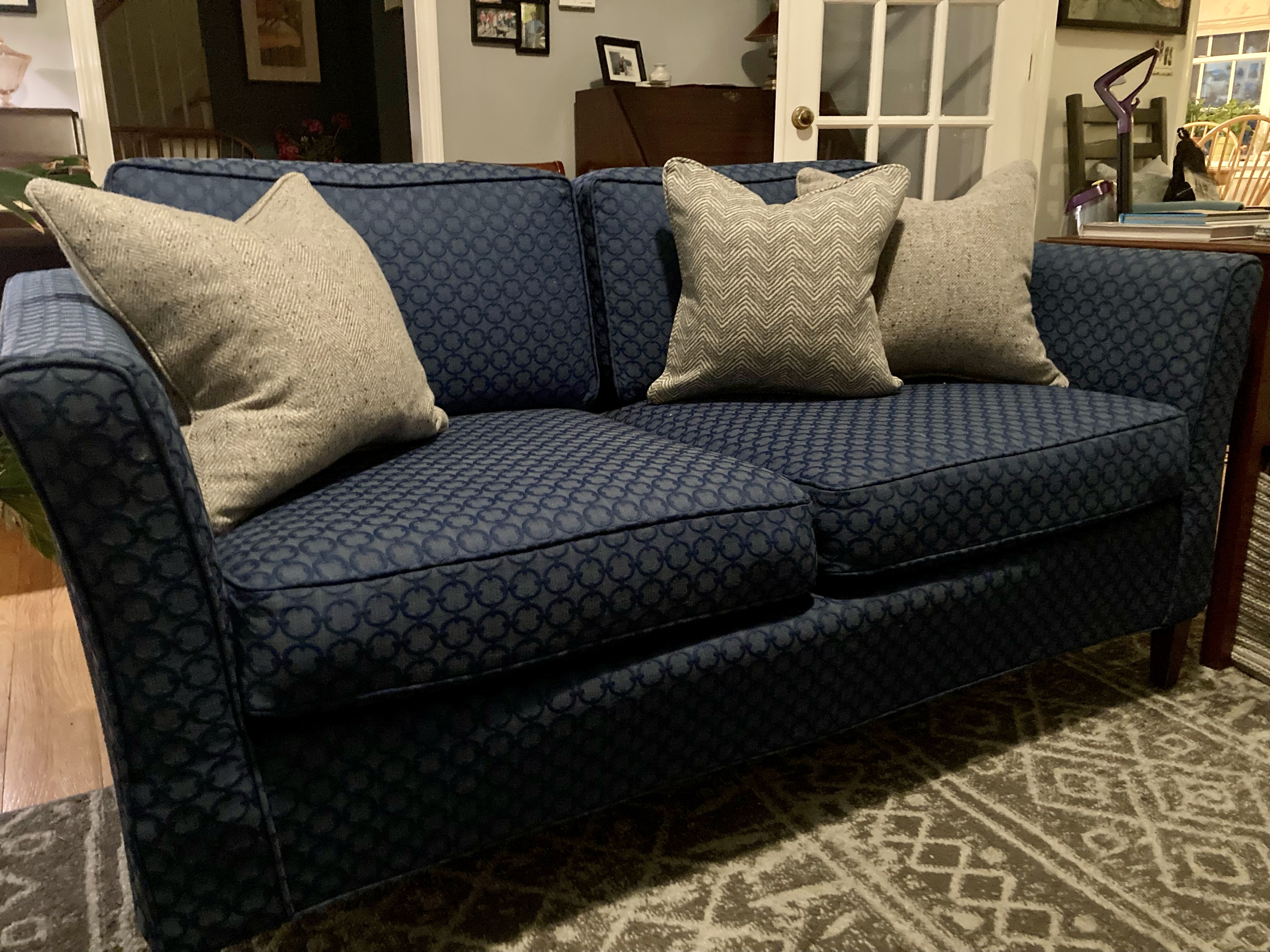 Slipcovered Blue Loveseat Sofa
